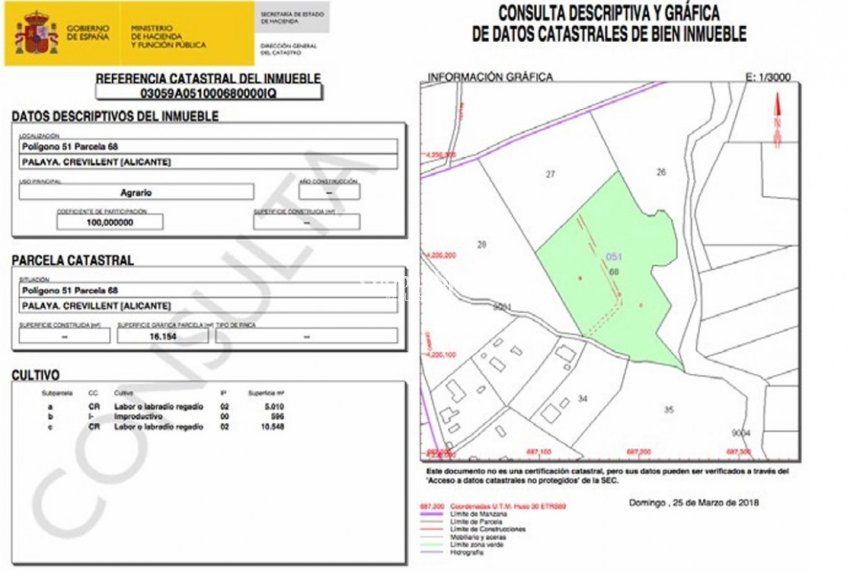 Venta - TERRENO -
CREVILLENTE - Inland