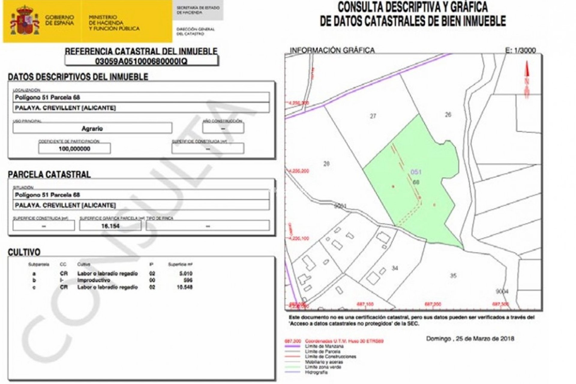 Venta - TERRENO -
CREVILLENTE - Inland